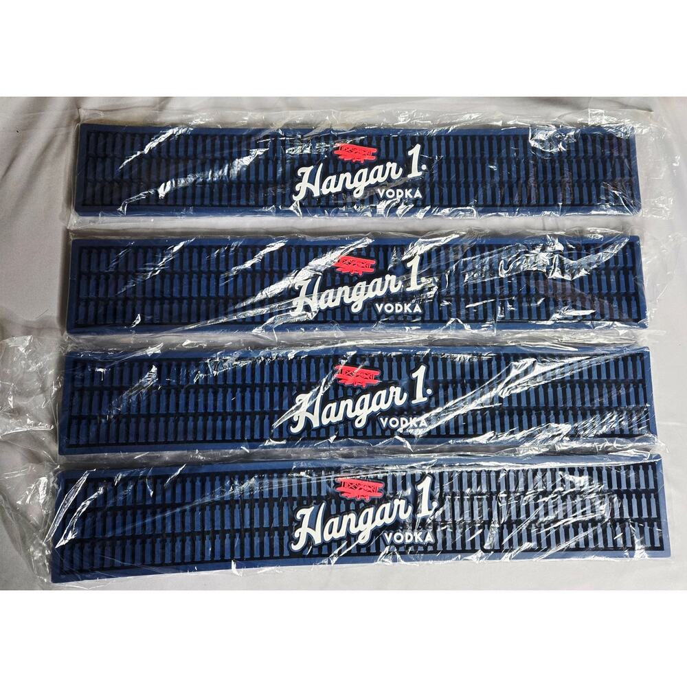 Set of 4 Hangar 1 Vodka Blue Rubber Bar Mats Spill Rail New Sealed